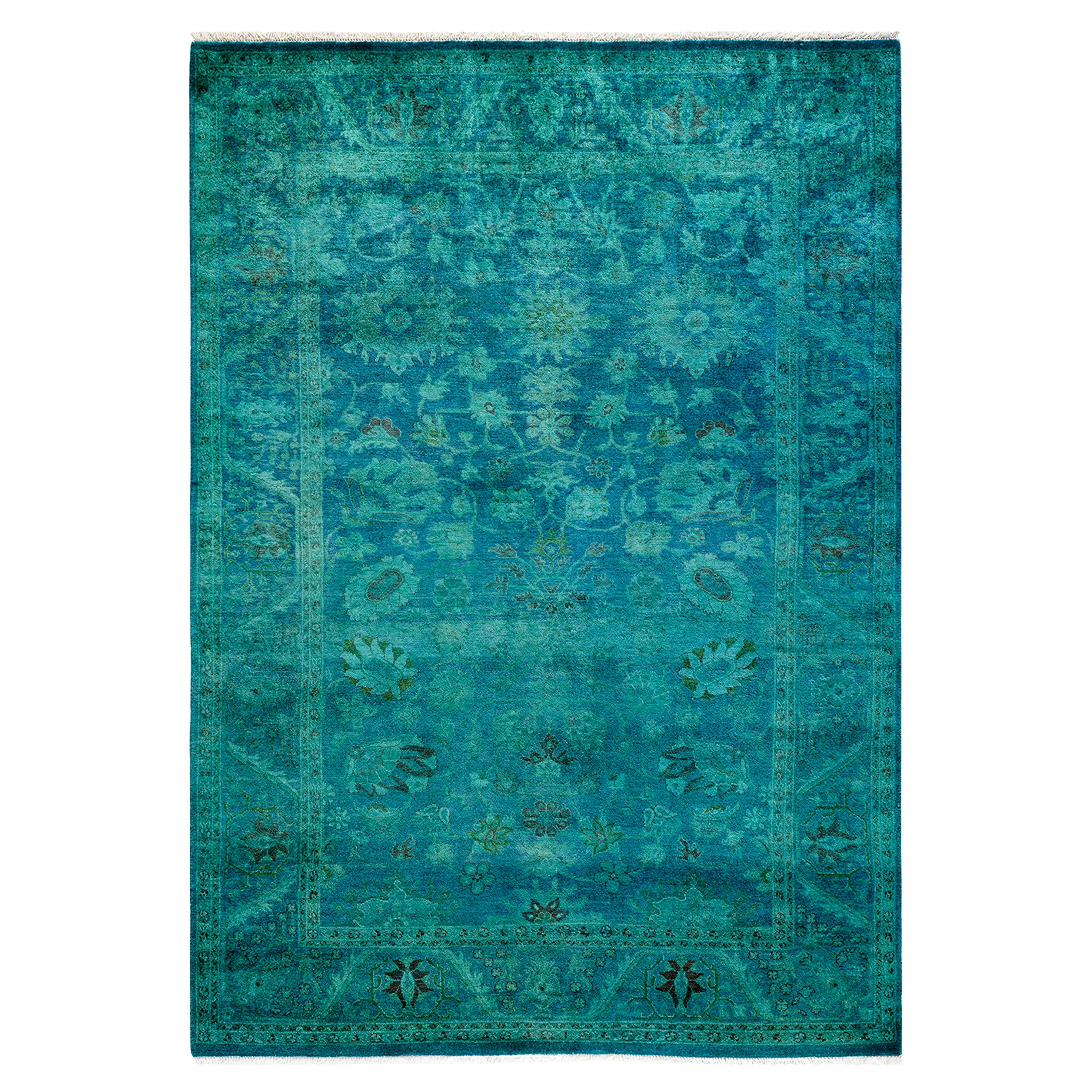 Overdyed Blue Wool Rug - 4'3" x 6' Default Title