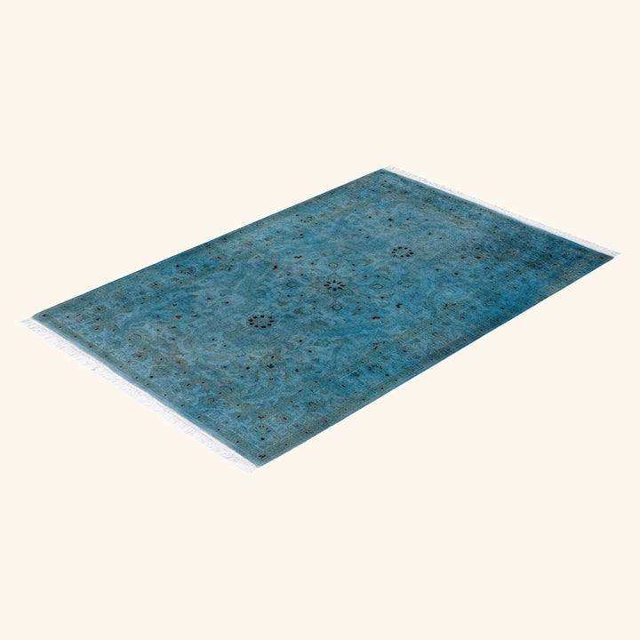 Overdyed Blue Wool Rug - 3'3" x 4'10" Default Title