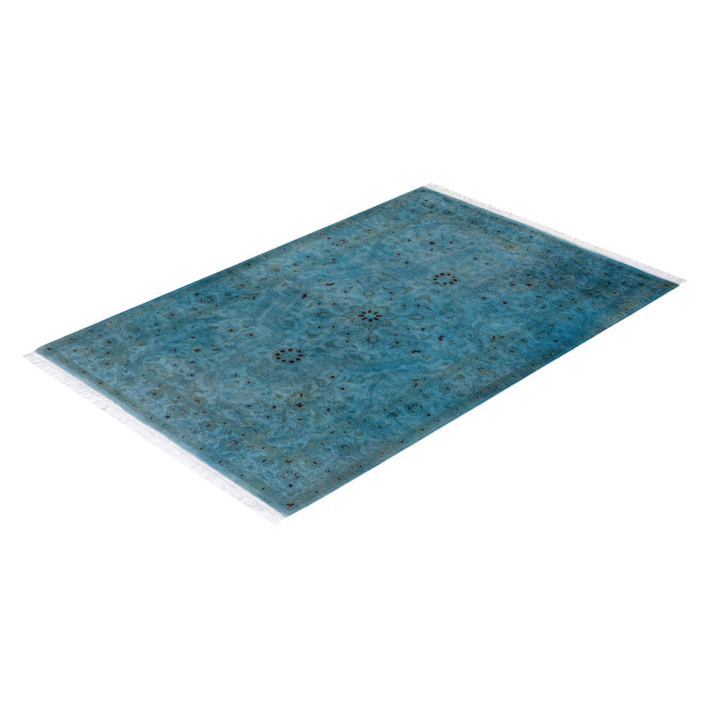 Overdyed Blue Wool Rug - 3'3" x 4'10" Default Title