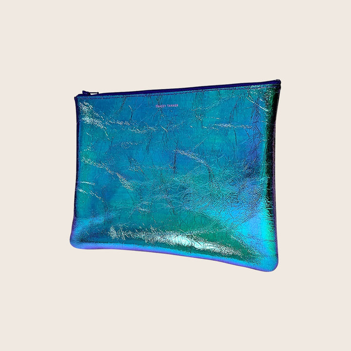 Iridescent Zip Pouch Large / Foil Mermaid