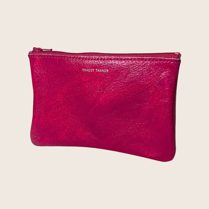 Iridescent Zip Pouch Small / Holographic Fuschia