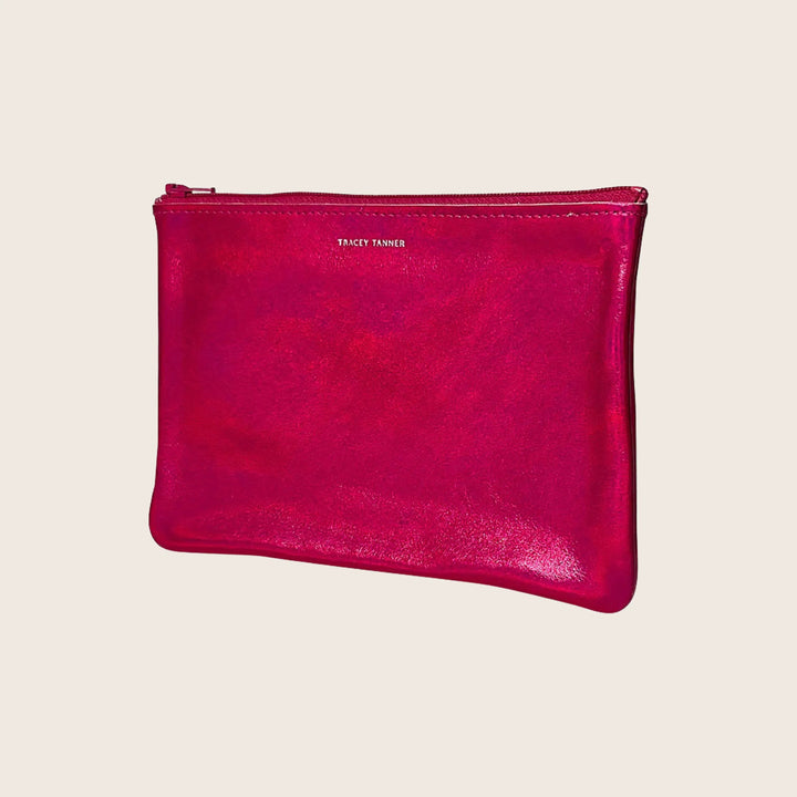 Iridescent Zip Pouch Medium / Holographic Fuschia