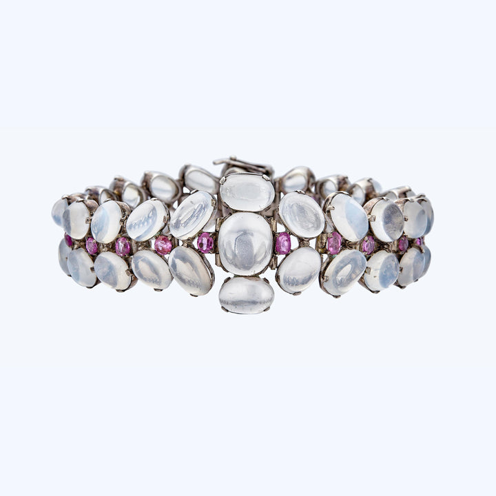 Antique Silver Moonstone Bracelet