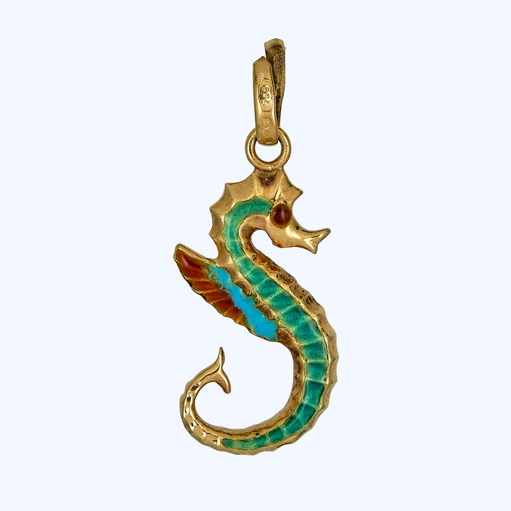 Gold Enamel Seahorse Charm