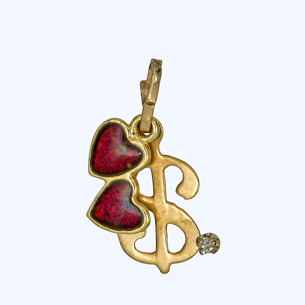 Gold Enamel Hearts Charm