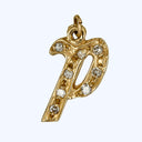 Gold Diamond Script P Charm