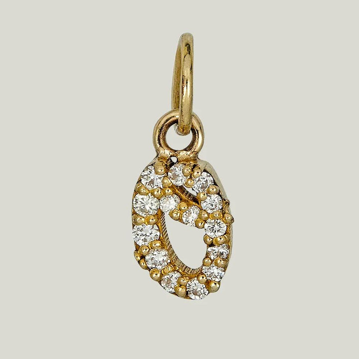 Gold Diamond Script O Charm