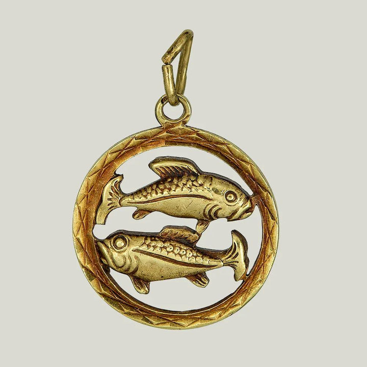 Gold Pisces Open Wreath Charm
