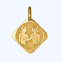 Gold Gemini Circle-in-Square Charm