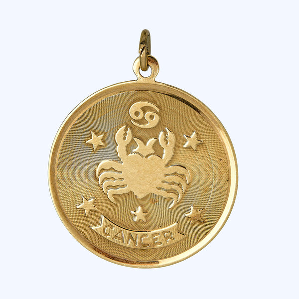 Gold Cancer Disc Charm