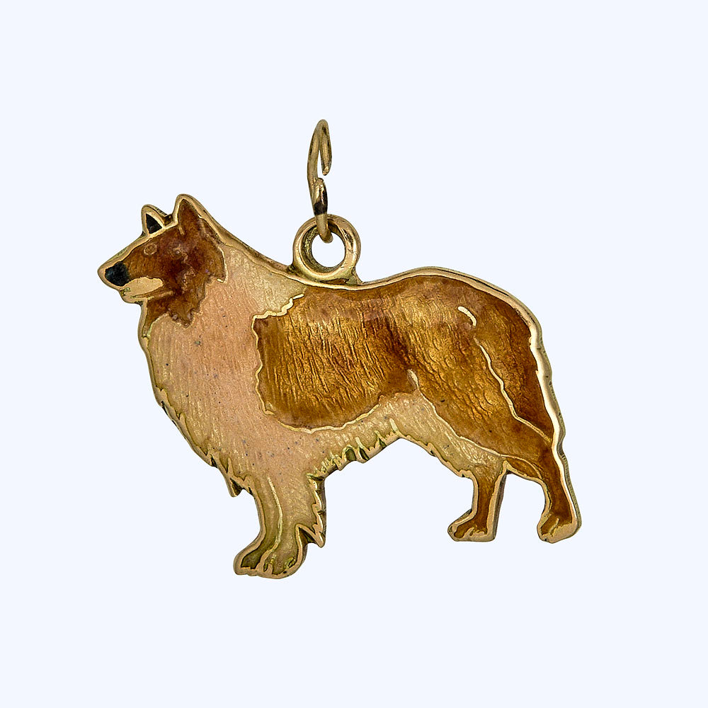 Gold Enamel Collie Charm