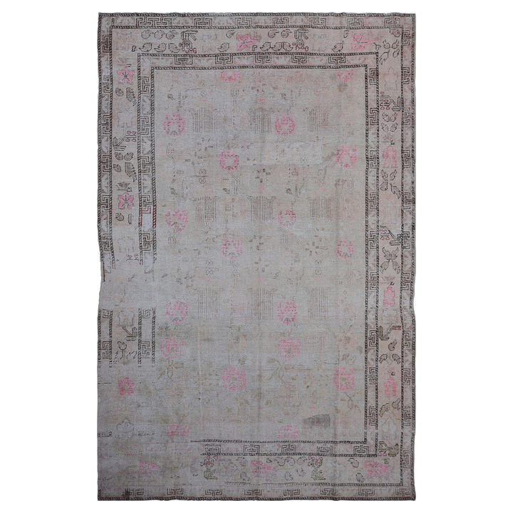 Grey Vintage Wool Cotton Blend Rug - 6'1" x 9'10"