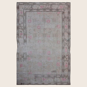 Grey Vintage Wool Cotton Blend Rug - 6'1" x 9'10"