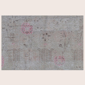 Grey Vintage Wool Cotton Blend Rug - 6'1" x 9'10" - hover
