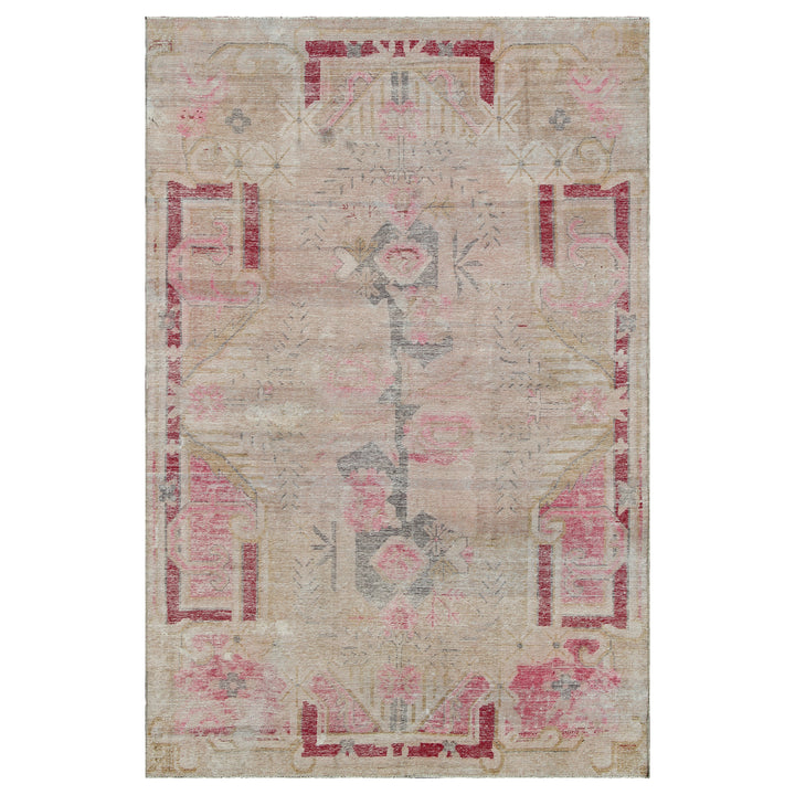 Pink Vintage Wool Cotton Blend Rug - 4'6" x 6'3"