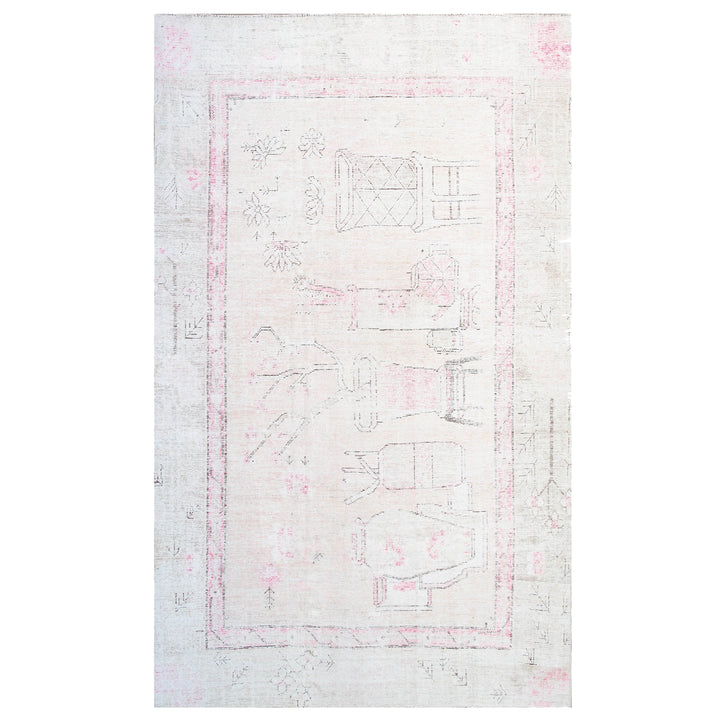 Pink Vintage Wool Cotton Blend Rug - 5'1" x 8'1"