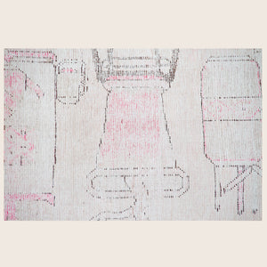 Pink Vintage Wool Cotton Blend Rug - 5'1" x 8'1" - hover