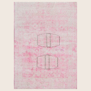 Pink Vintage Wool Cotton Blend Rug - 4'6" x 6'