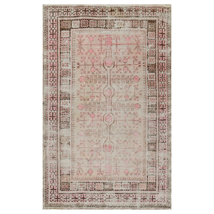 Pink Vintage Wool Cotton Blend Rug - 4'3" x 6'3"