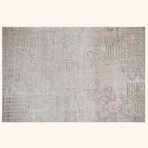 Pink Vintage Wool Cotton Blend Rug - 4'3" x 8'1" - hover