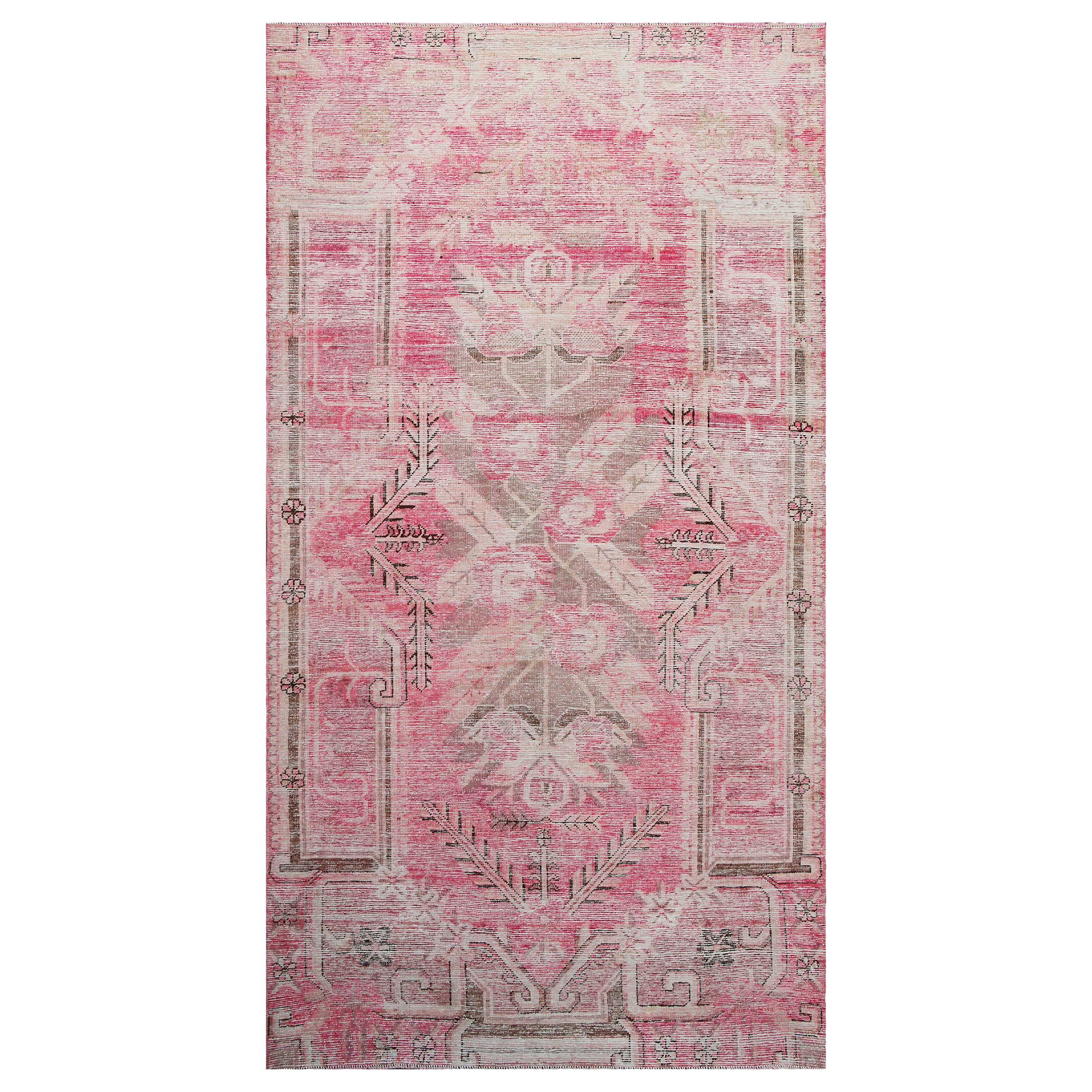 Pink Vintage Wool Cotton Blend Rug - 4'5" x 8'