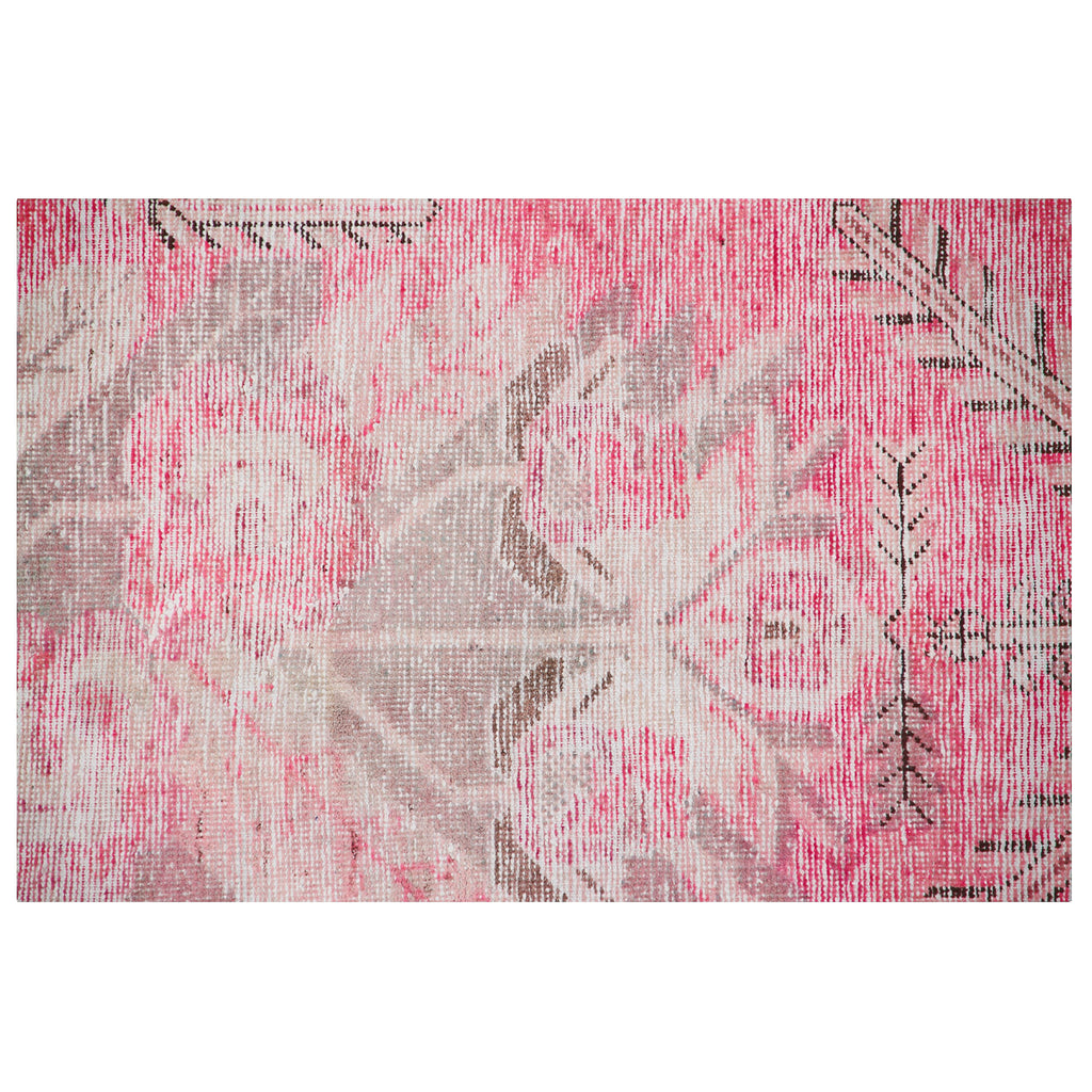 Pink Vintage Wool Cotton Blend Rug - 4'5" x 8'