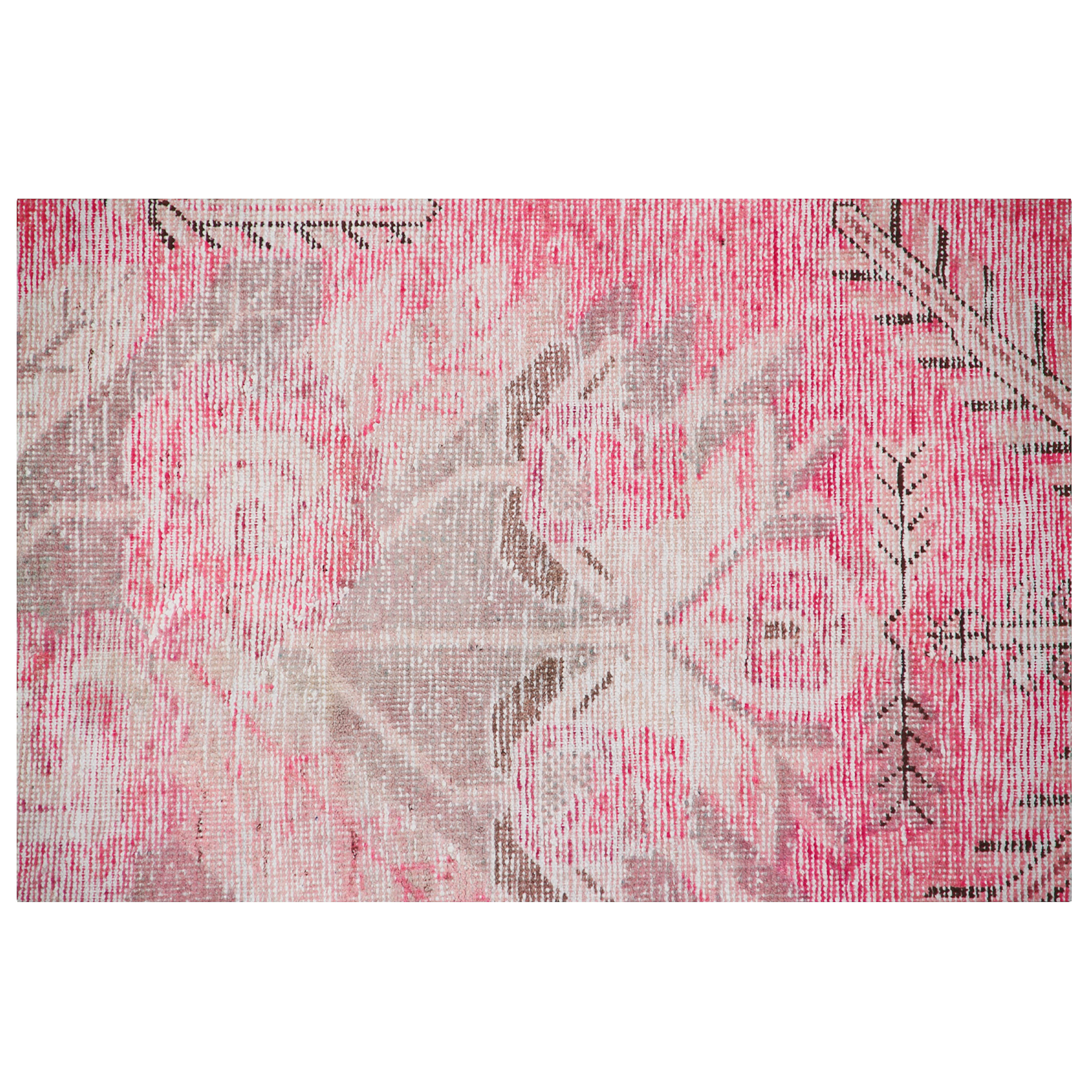 Pink Vintage Wool Cotton Blend Rug - 4'5" x 8'