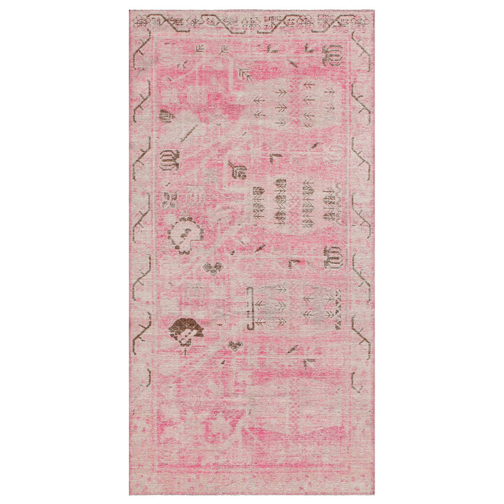 Pink Vintage Wool Cotton Blend Rug - 4'4" x 8'6"
