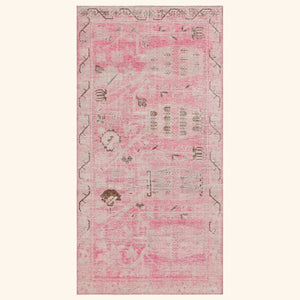 Pink Vintage Wool Cotton Blend Rug - 4'4" x 8'6"