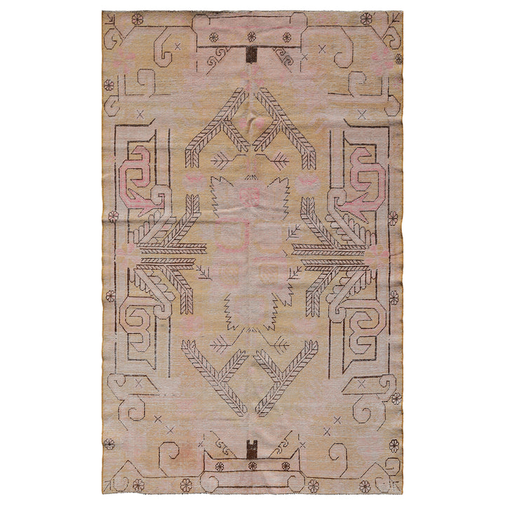 Pink Vintage Wool Cotton Blend Rug - 4'10" x 7'9"