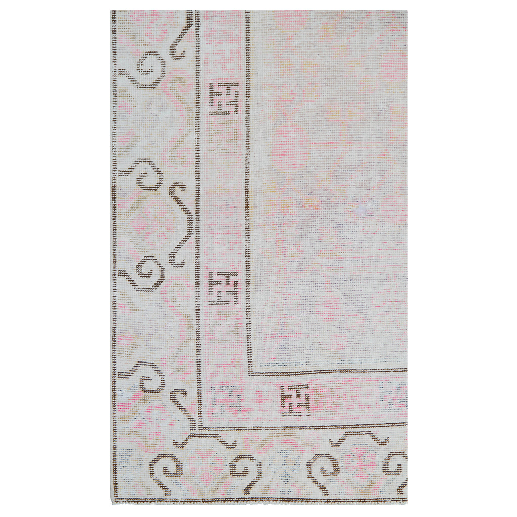 Pink Vintage Wool Cotton Blend Rug - 3'1" x 8'