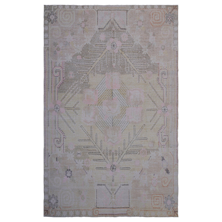 Grey Vintage Wool Cotton Blend Rug - 5'6" x 9'