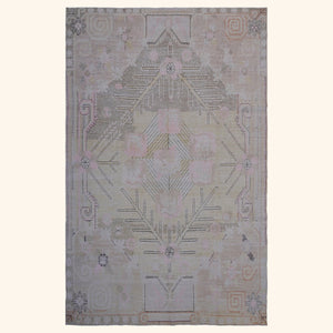 Grey Vintage Wool Cotton Blend Rug - 5'6" x 9'