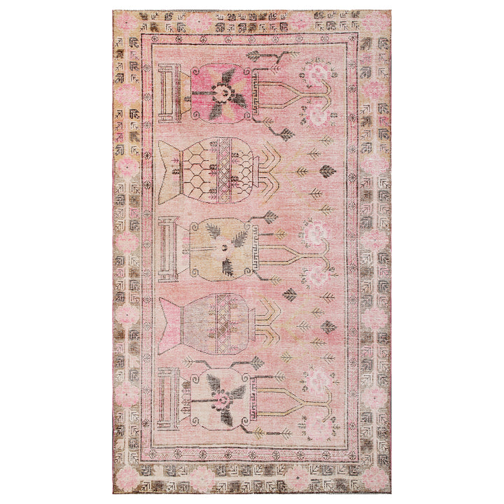 Pink Vintage Wool Cotton Blend Rug - 5'3" x 9'
