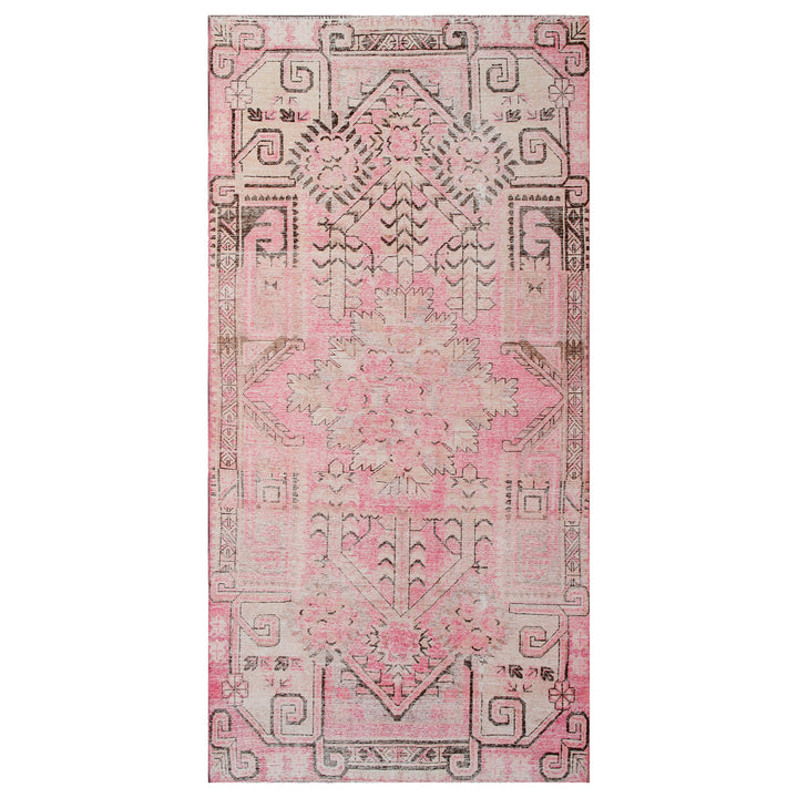 Pink Vintage Wool Cotton Blend Rug - 4'10" x 9'11"