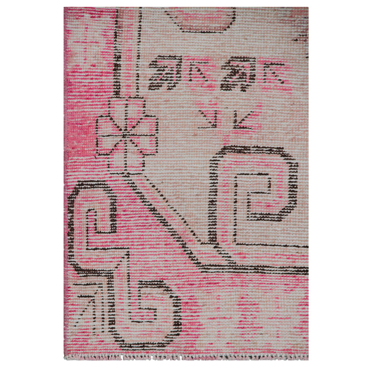 Pink Vintage Wool Cotton Blend Rug - 4'10" x 9'11"