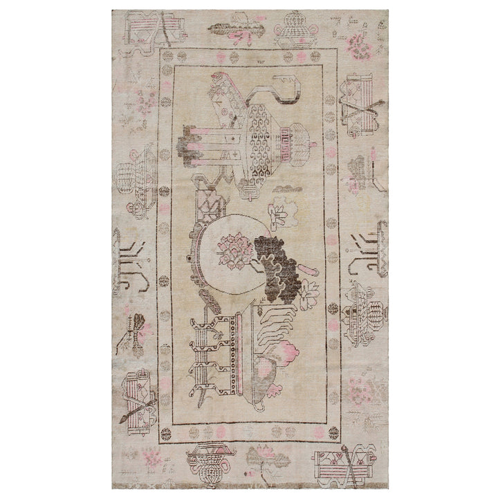 Pink Vintage Wool Cotton Blend Rug - 5' x 8'4"