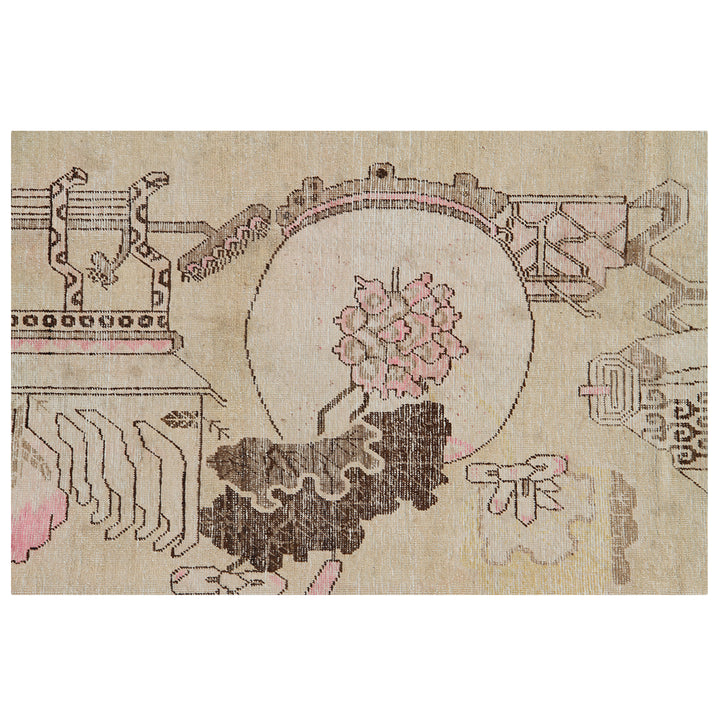 Pink Vintage Wool Cotton Blend Rug - 5' x 8'4"