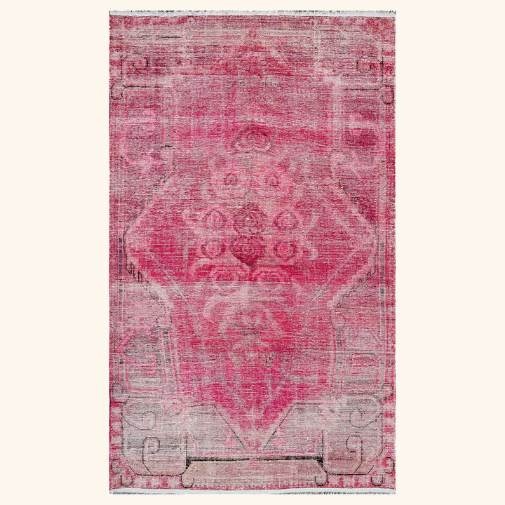 Pink Vintage Wool Cotton Blend Rug - 4'9" x 8'