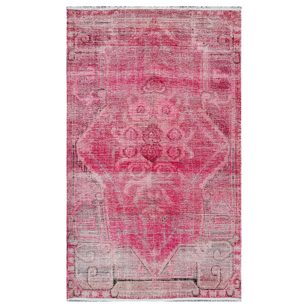 Pink Vintage Wool Cotton Blend Rug - 4'9