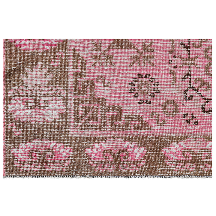 Pink Vintage Wool Cotton Blend Rug - 3'10" x 7'10"