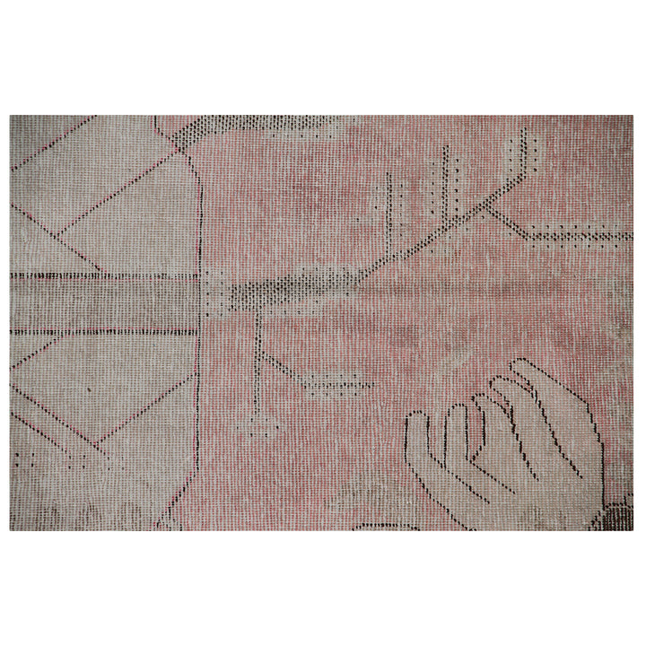 Pink Vintage Wool Cotton Blend Rug - 5'9" x 9'