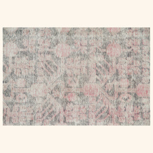 Pink Vintage Wool Cotton Blend Rug - 5'1" x 10' - hover