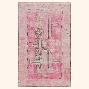 Pink Vintage Wool Cotton Blend Rug - 4'5" x 7'3"