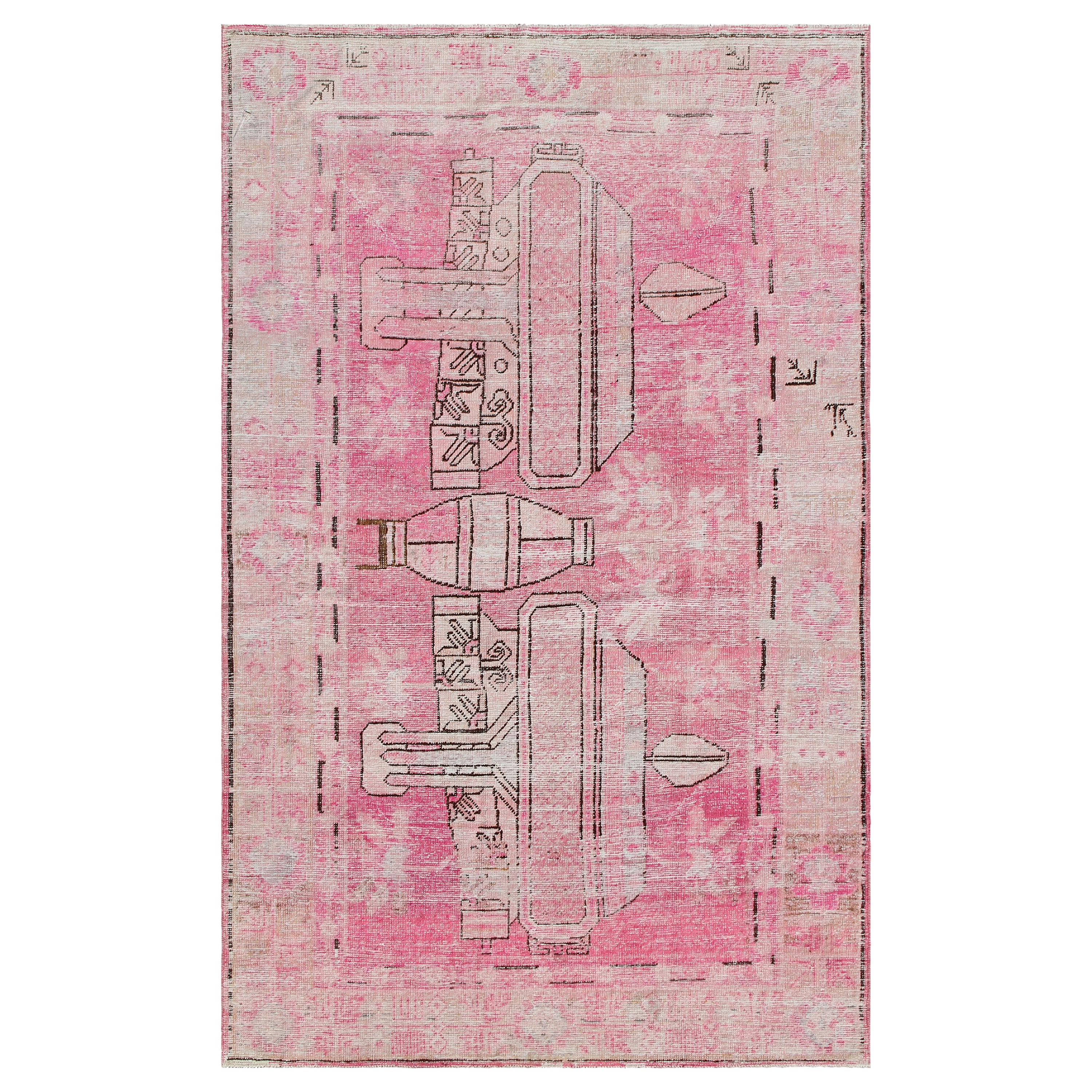 Pink Vintage Wool Cotton Blend Rug - 4'5" x 7'3"