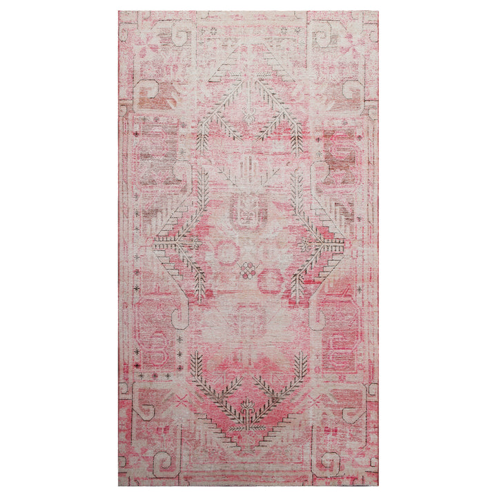 Pink Vintage Wool Cotton Blend Rug - 5'2" x 9'2"