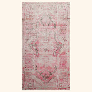 Pink Vintage Wool Cotton Blend Rug - 5'2" x 9'2"