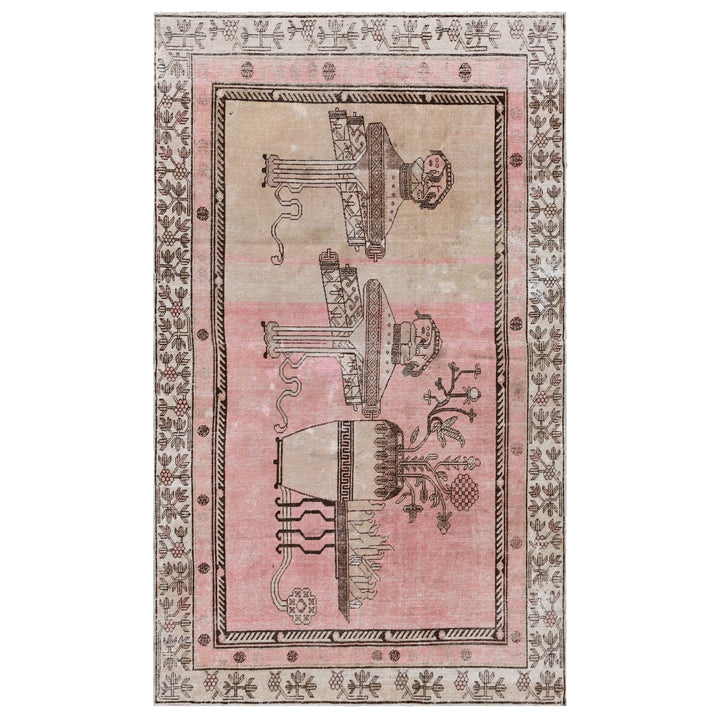 Pink Vintage Wool Cotton Blend Rug - 5'3" x 8'6"