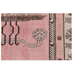 Pink Vintage Wool Cotton Blend Rug - 5'3" x 8'6" - hover