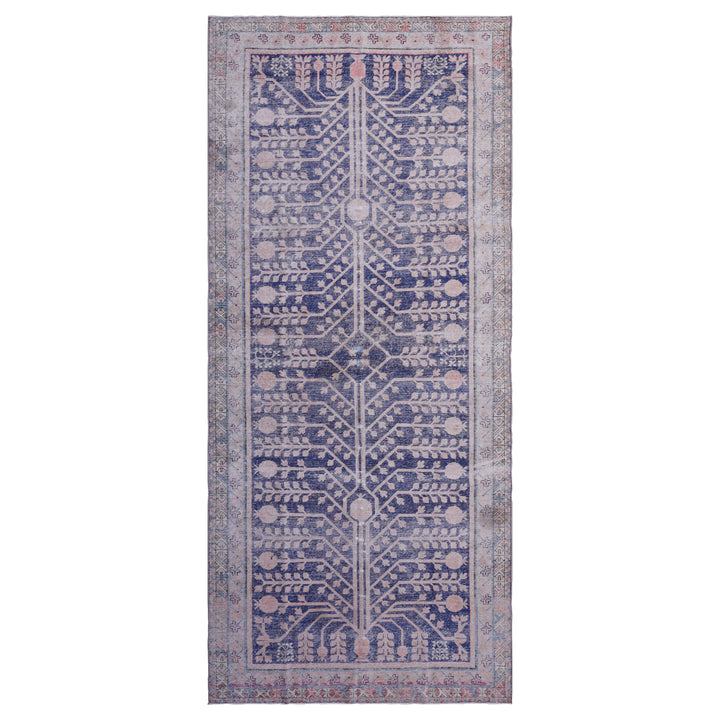 Purple Vintage Wool Cotton Blend Rug - 4'6" x 10'8"